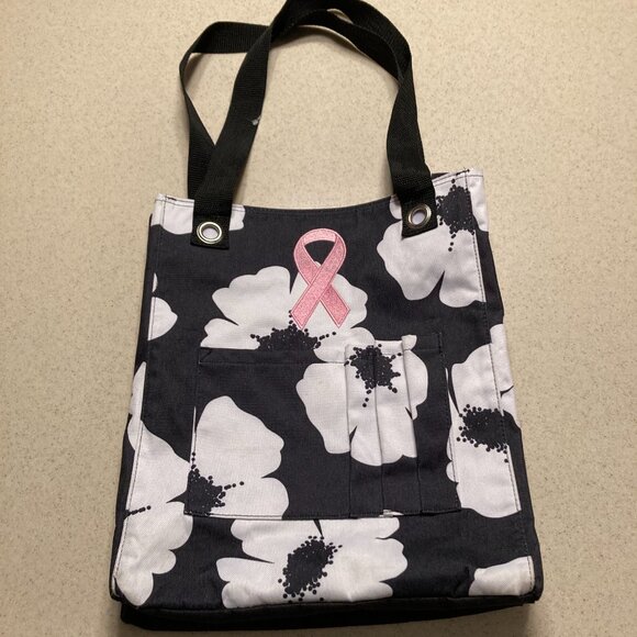 Thirty-One Zip Top Tall Tote Poppy Black & White Retired Bag - Picture 5 of 16